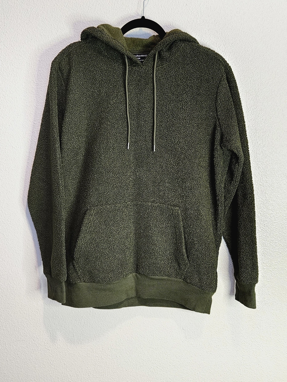 No Boundaries Olive Green Sherpa Fleece Hoodie Pullover Medium